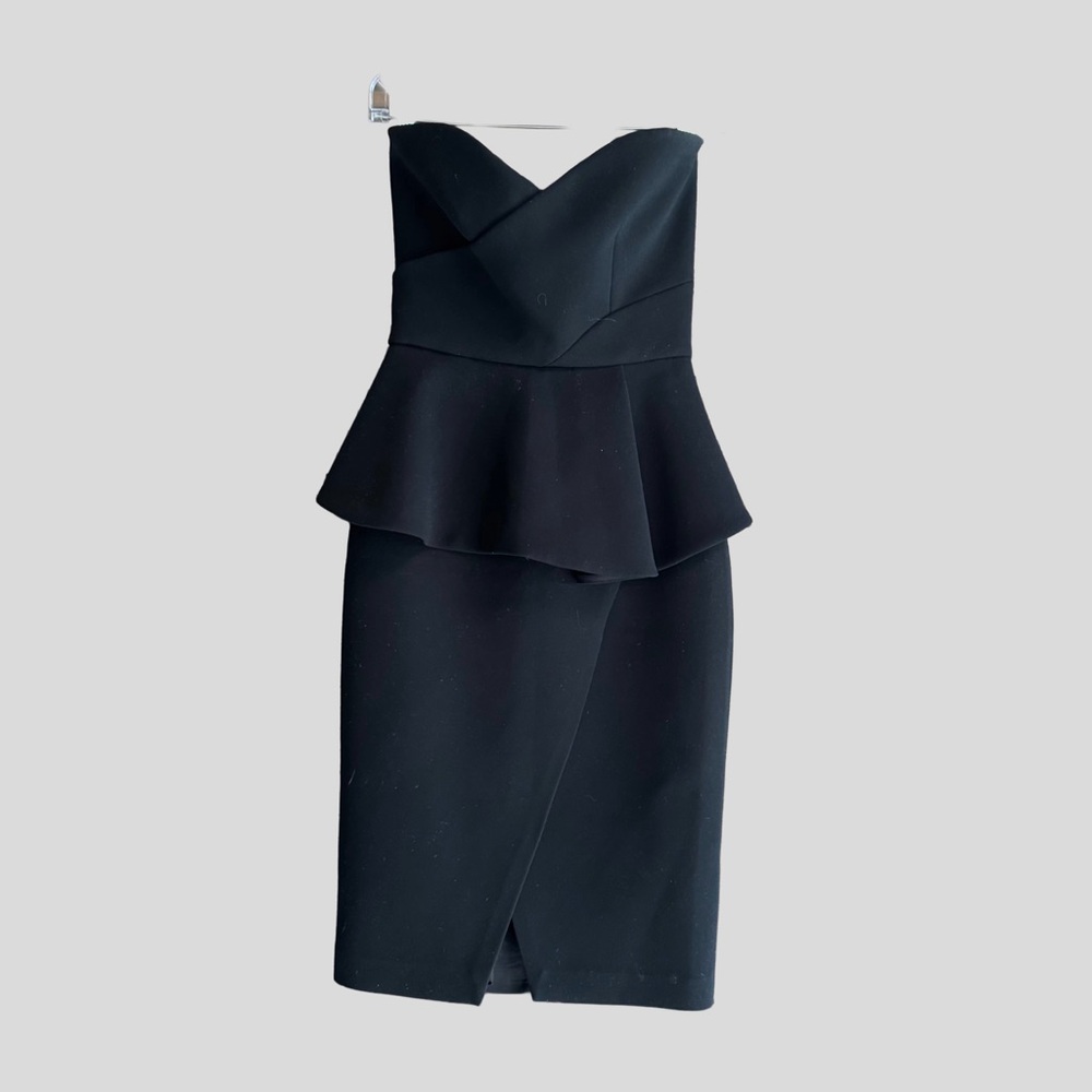 Derek Lam 10 Crosby Intermix Black Strapless Peplum Dress Size 0